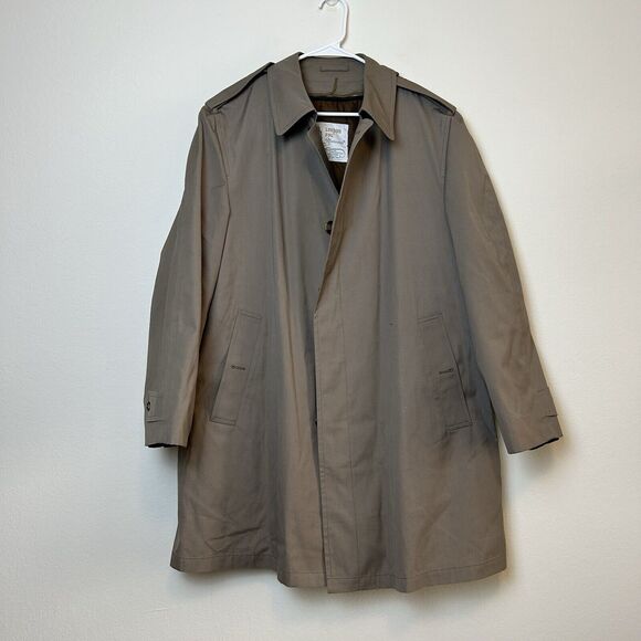 London Fog Maincoats Trench Coat Men’s 44R Khaki Tan Lined Gorpcore Old Money - Picture 1 of 15